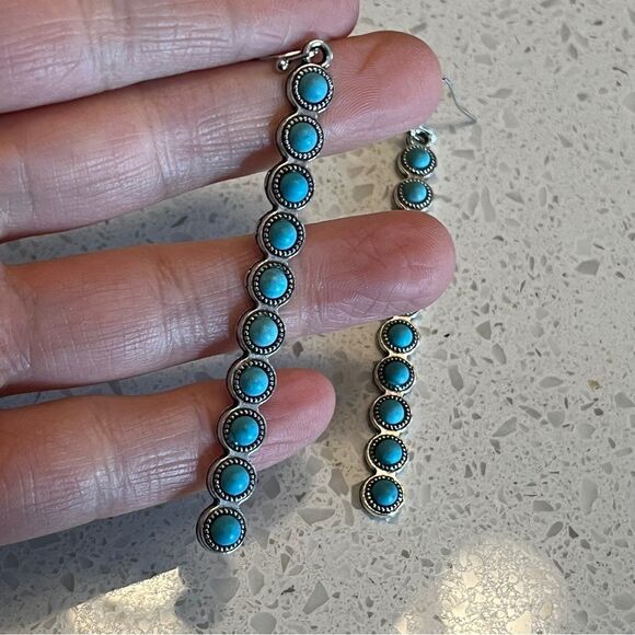 Fake Turquoise Dangle Earrings western style - Picture 4 of 7